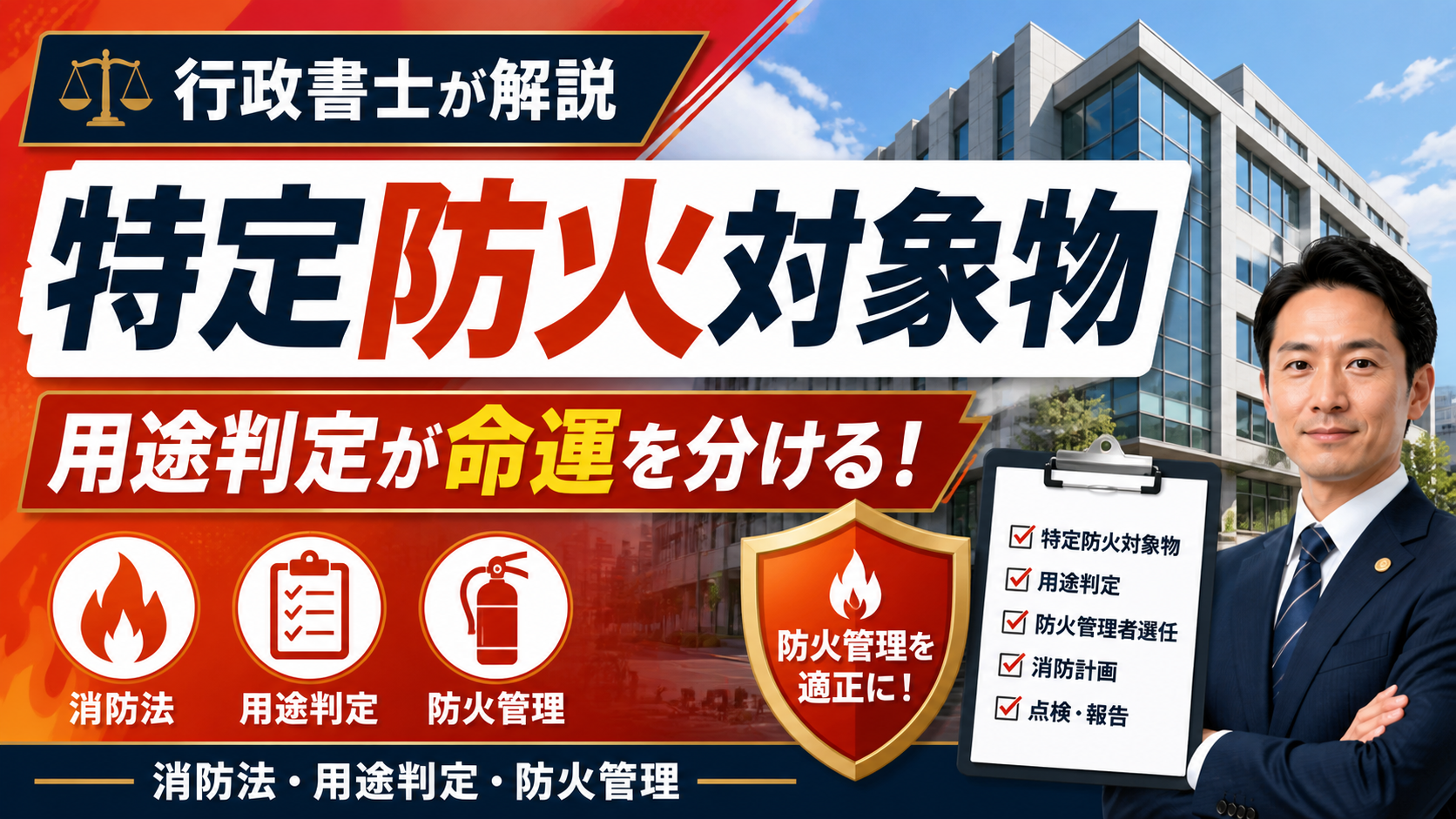 【行政書士が解説】あなたの施設は「特定防火対象物」？用途判定が命運を分ける理由！